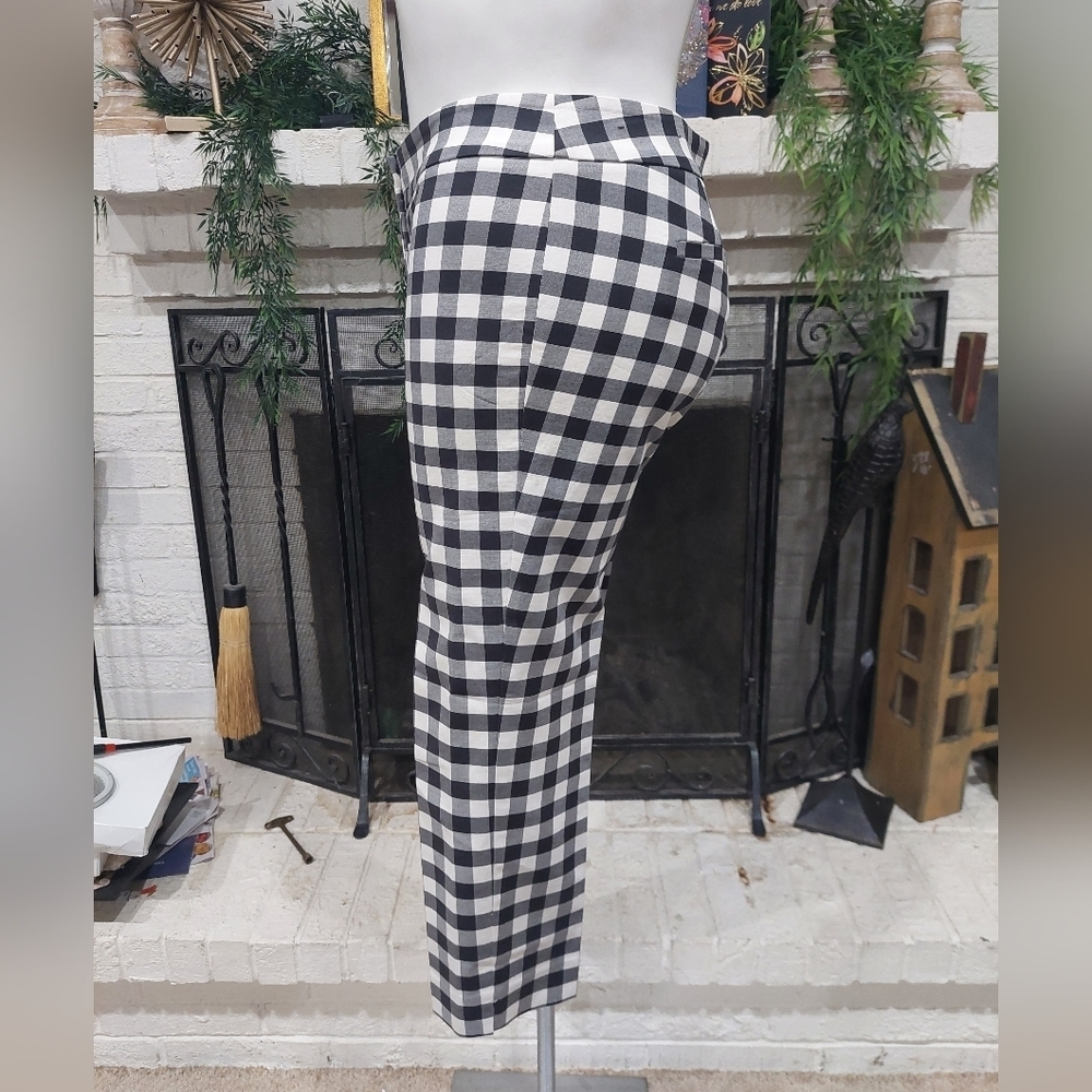 Ann Taylor Devin Fit Cropped Pants Black White Plaid Gingham Womens Sz 8 Classic - Picture 2 of 9